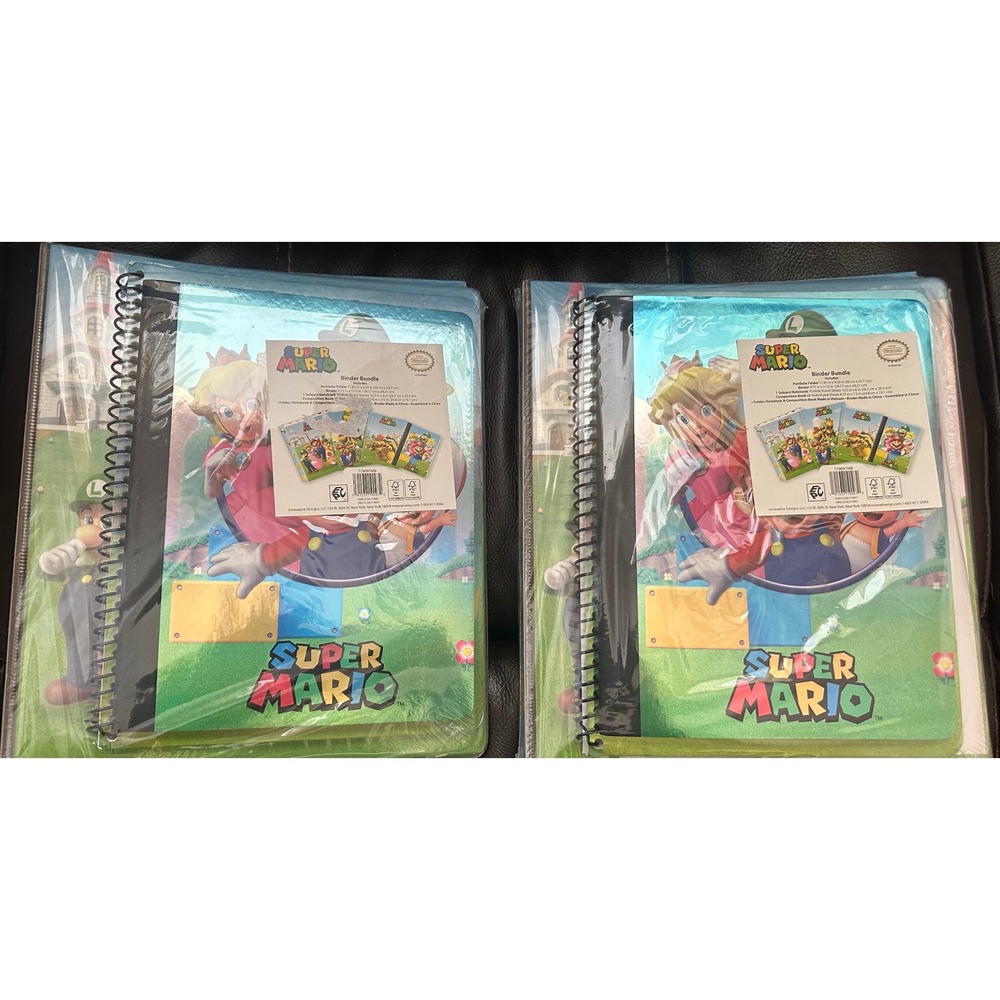 Super Mario Binder Bundle Folder Notebook Composition Book Set NEW two sets
